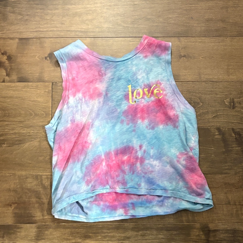 good hYOUman Pink and Blue Tie-Dye Tank Top